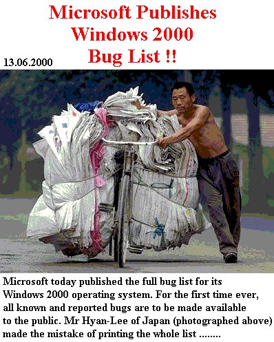 Баглист Microsoft Windows 2000